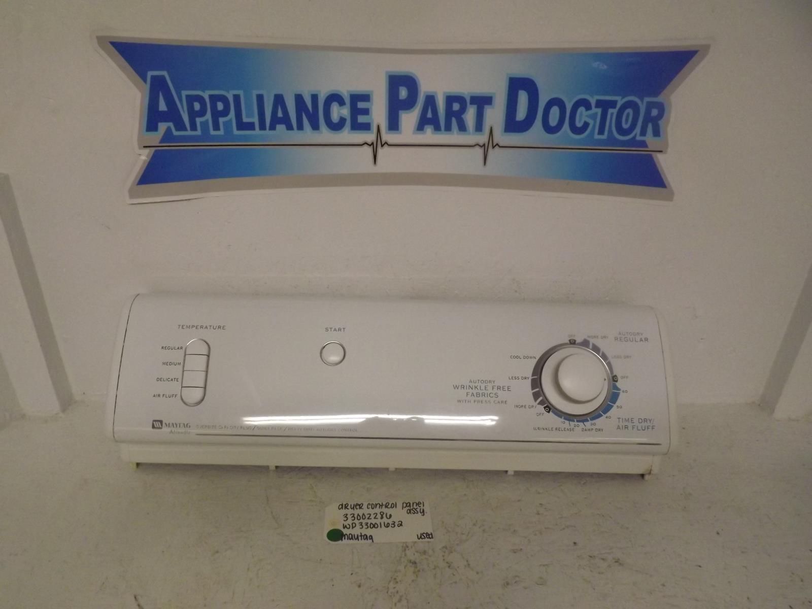 Maytag Dryer 33002286 WP33001632 Control Panel Assembly Used Maytag Dryer 33002286 WP33001632 Control Panel Assembly Used